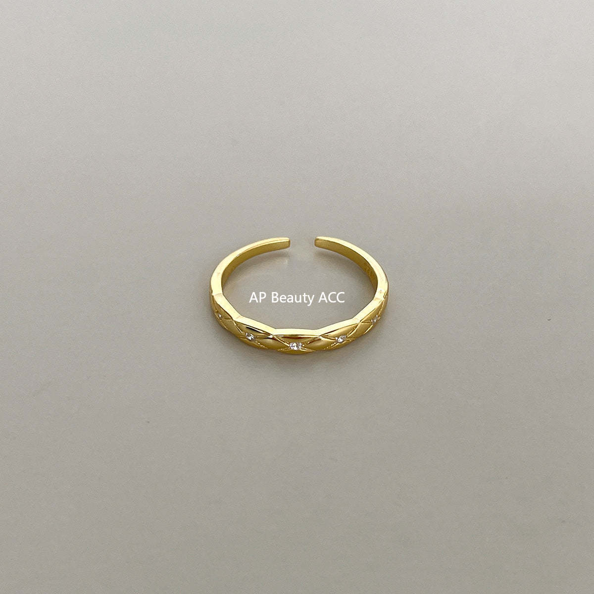 C廠-小眾高級感菱格紋純銀鋯石戒指輕奢冷淡風時尚氣質玫瑰花森系指環「JZ-0712」25.10-5