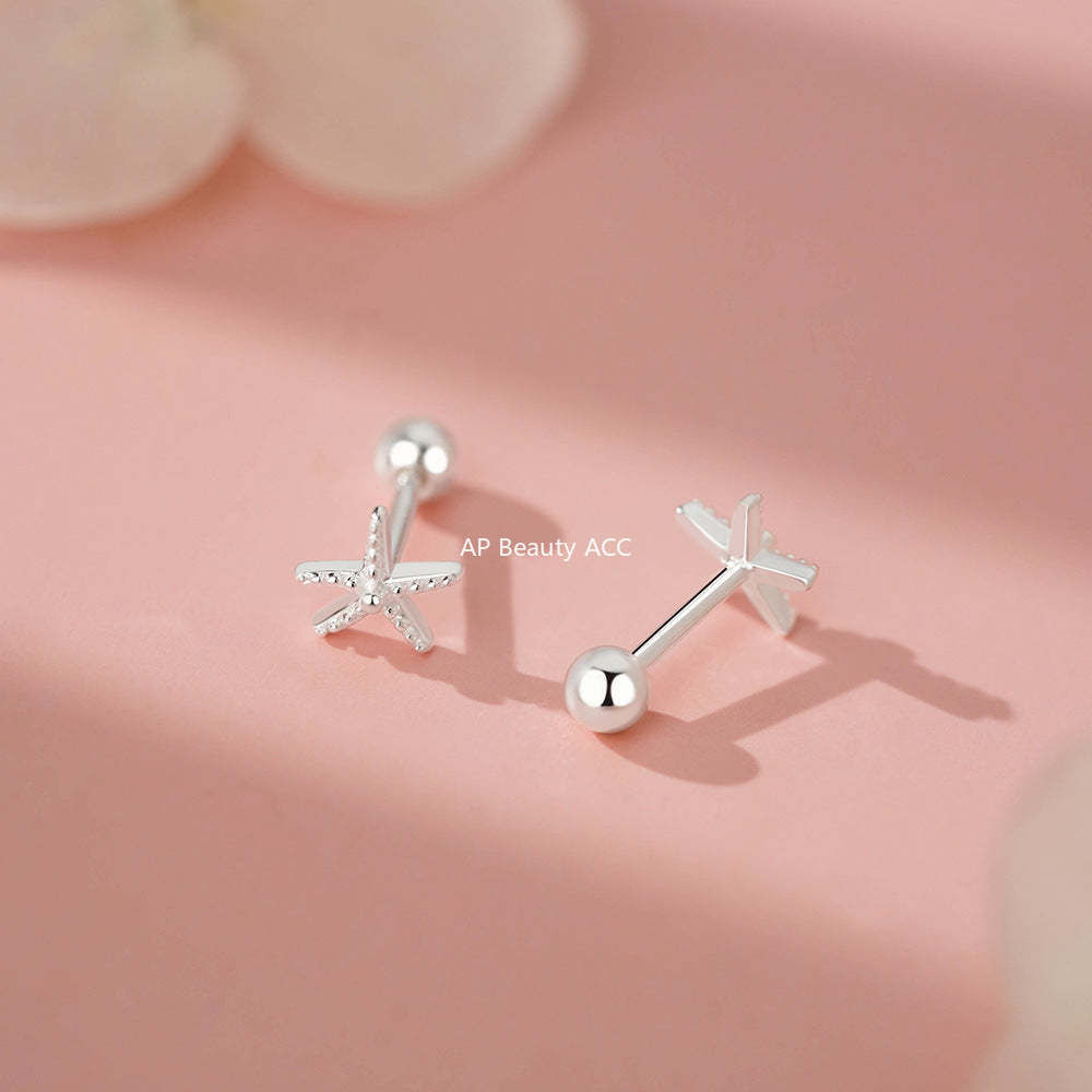 D廠-足銀S999海星螺絲耳環度假風韓系氛圍感獨特小巧溫柔精美耳飾「YC4299E_1」25.12-2