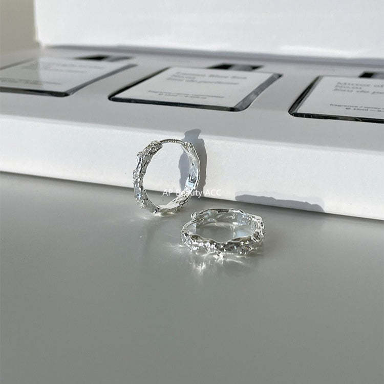 C廠-新款不規則錫紙紋銀針耳環女小眾簡約時髦素圈耳扣ins高級感耳環「EH-4315」25.12-2