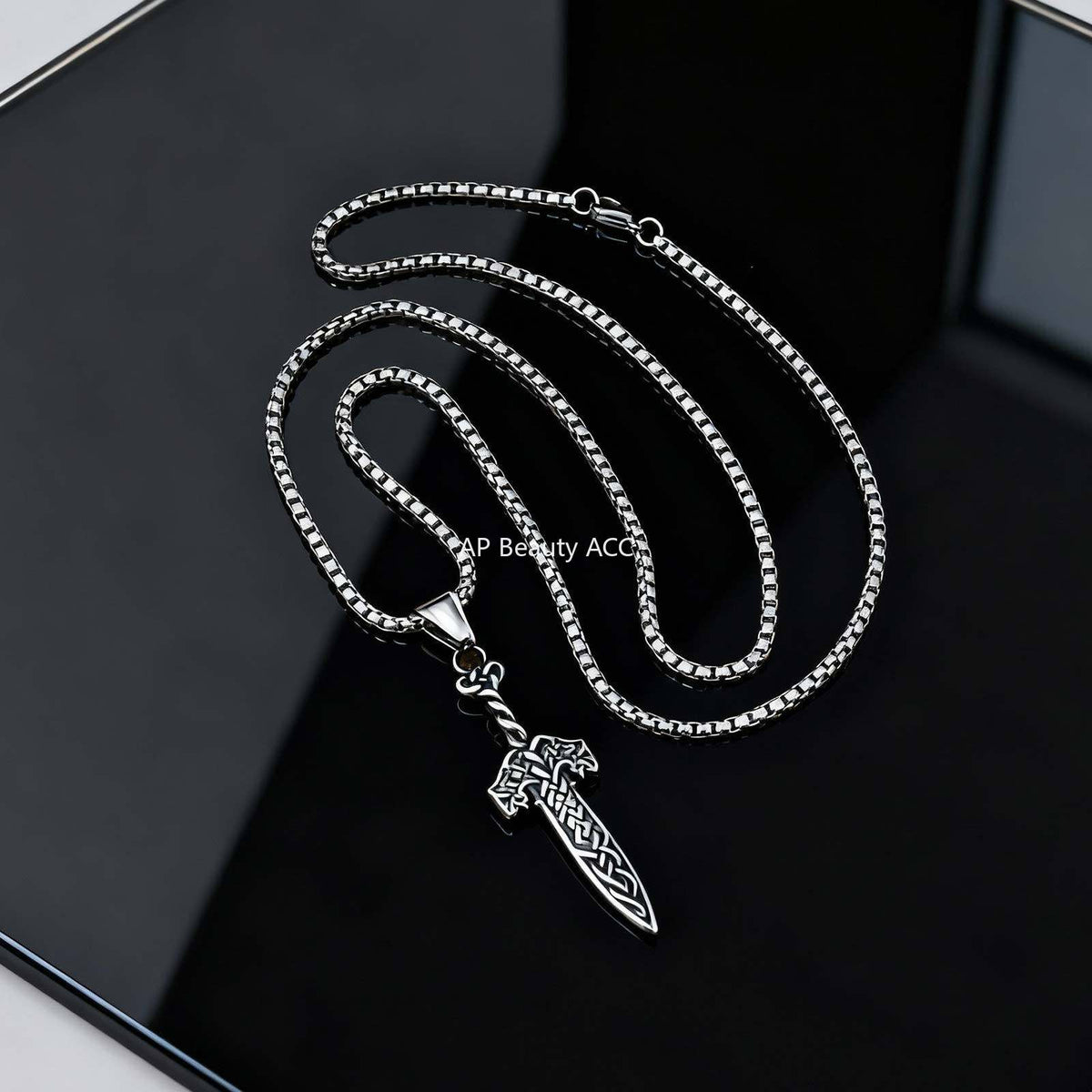 G廠-男神疊戴酷颯個性不鏽鋼凱爾特劍吊墜鋼色「PN-2315」25.12-3