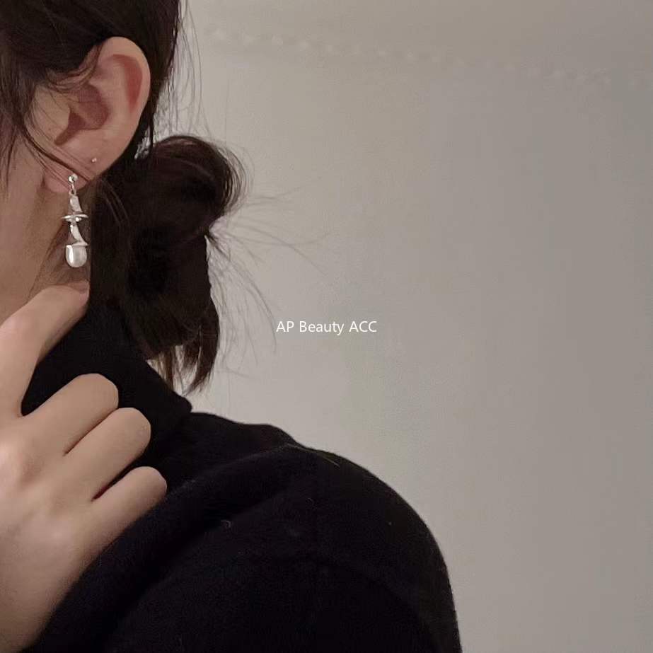 F廠-韓版歐美風925純銀珍珠異形耳釘 女簡約時尚ins風耳環耳飾「C882」25.12-1