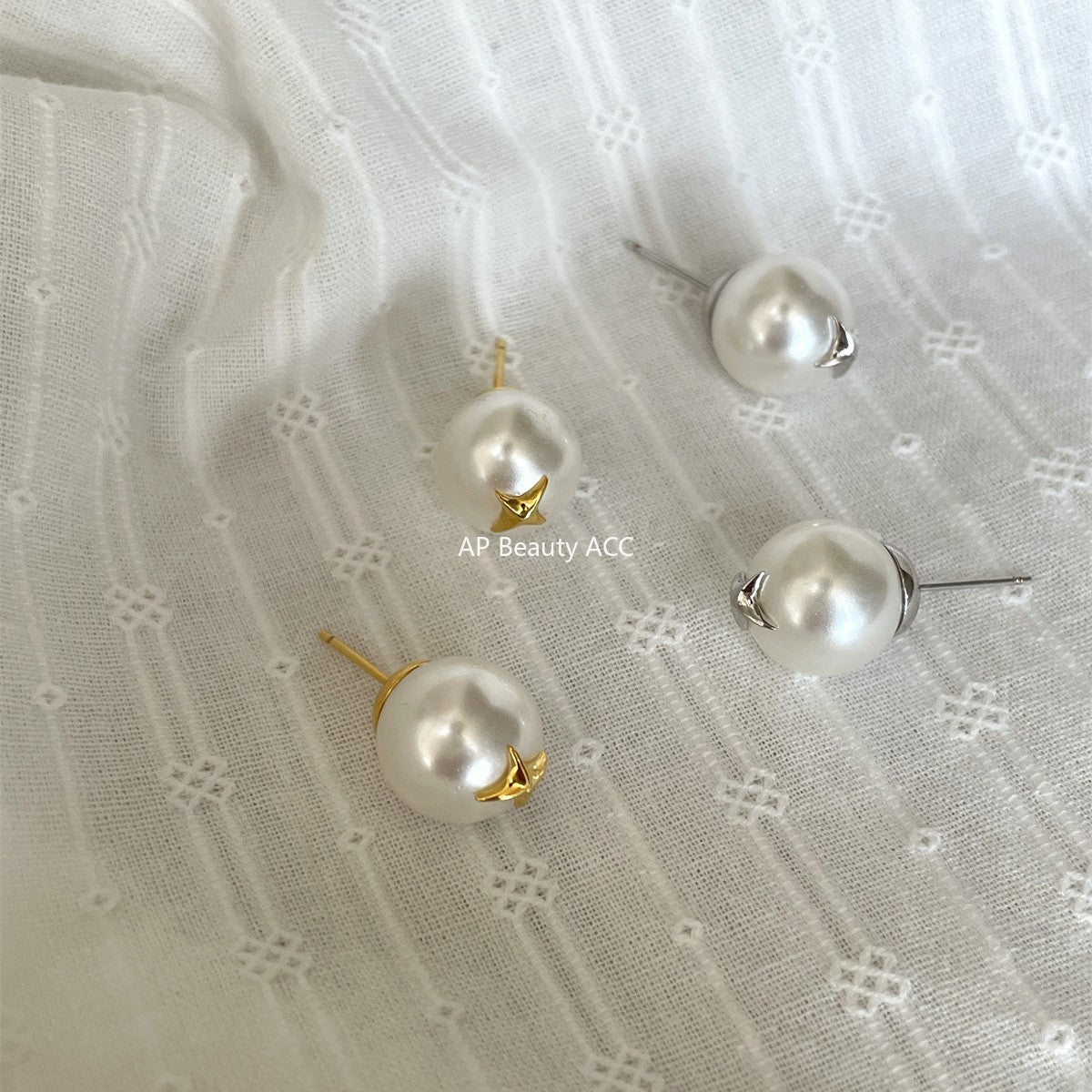 C廠-日系甜美珍珠耳釘女輕奢溫婉氣質高級感星星銀針耳環精緻百搭耳飾「EH-3997」25.10-2