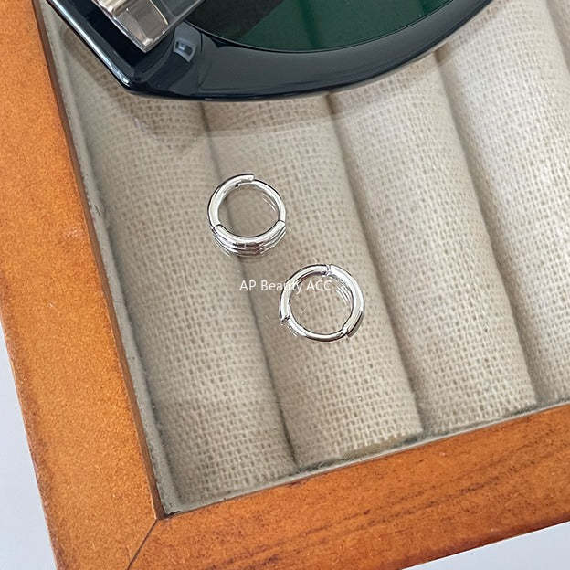 C廠-925銀針耳環線圈重疊耳釘女小眾設計感高級耳耳圈耳釘爆耳飾「EH-3132.SJ」25.12-2