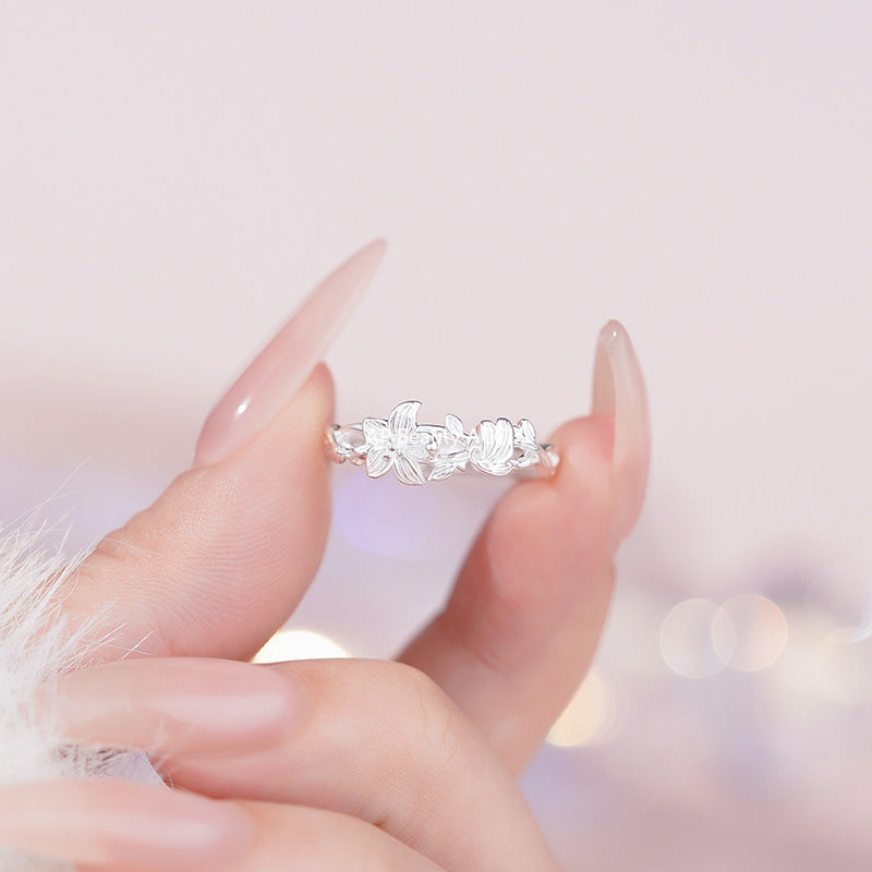 D廠-S999足銀花朵戒指設計感甜美日系溫柔立體溫柔清新小眾手飾「YC4121R_1」25.11-1