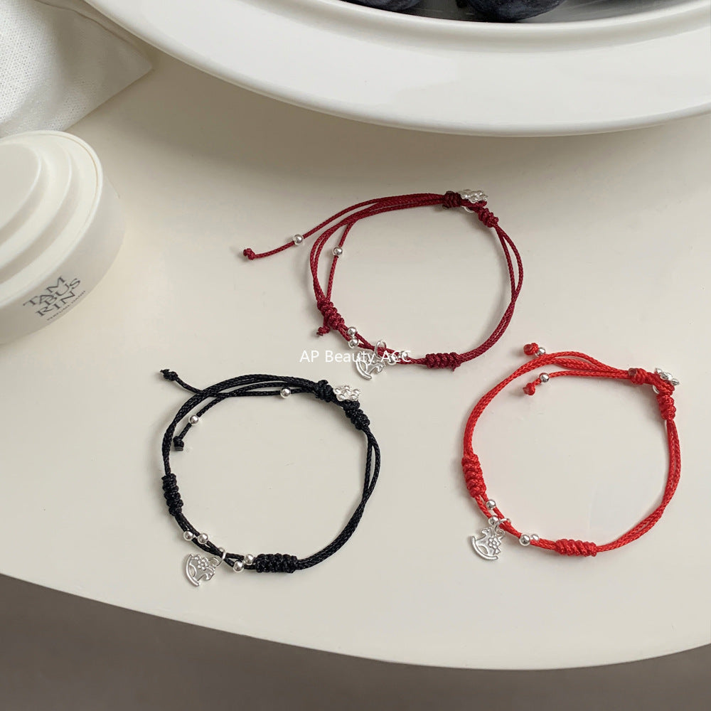 C廠-2026年生肖馬年馬上有錢花小馬花朵編繩手鍊S925純銀手鍊可調節「1602」25.11-2