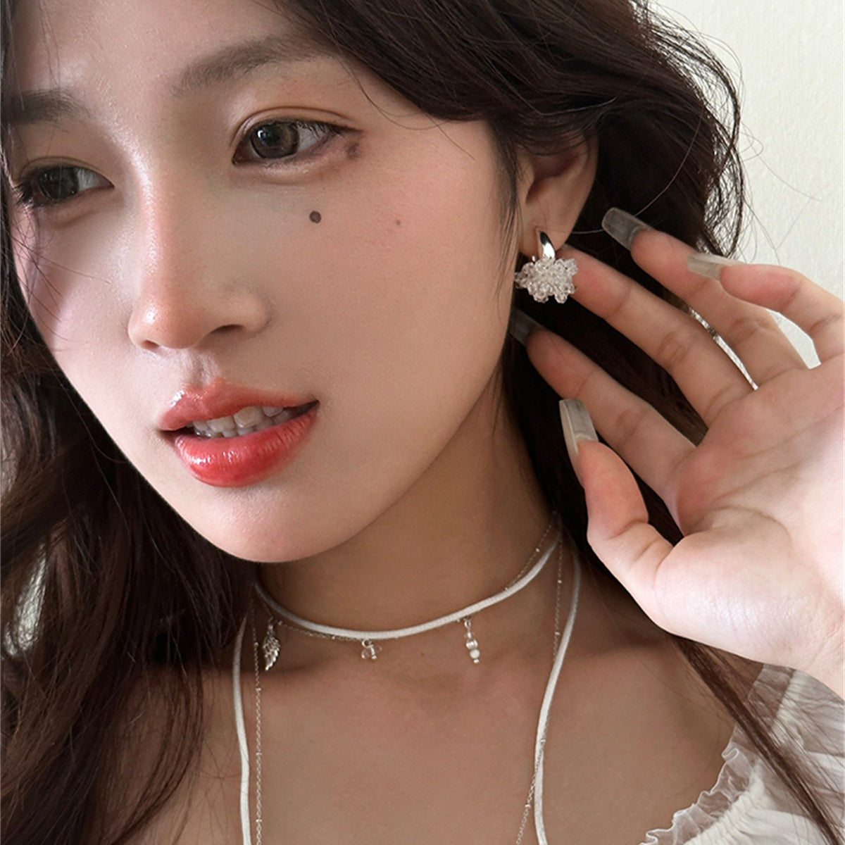 C廠-輕奢森系冷淡風鋯石花朵耳環女日系百搭超仙耳扣簡約小眾高級耳飾「EH-4170」25.10-2