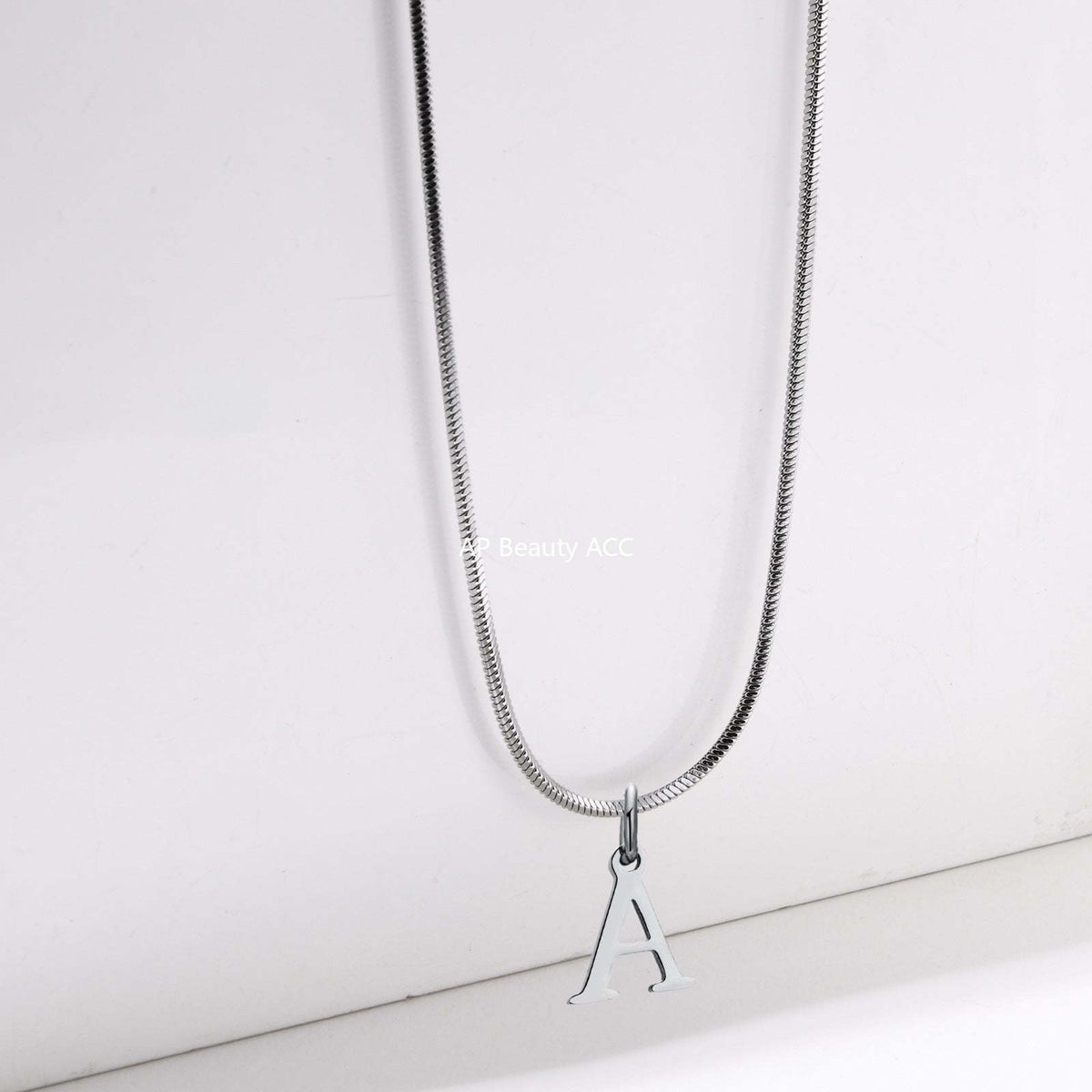 G廠-不鏽鋼跨境方蛇鏈26英文字母項鍊骨鏈鋼色「NC-1315」25.11-3