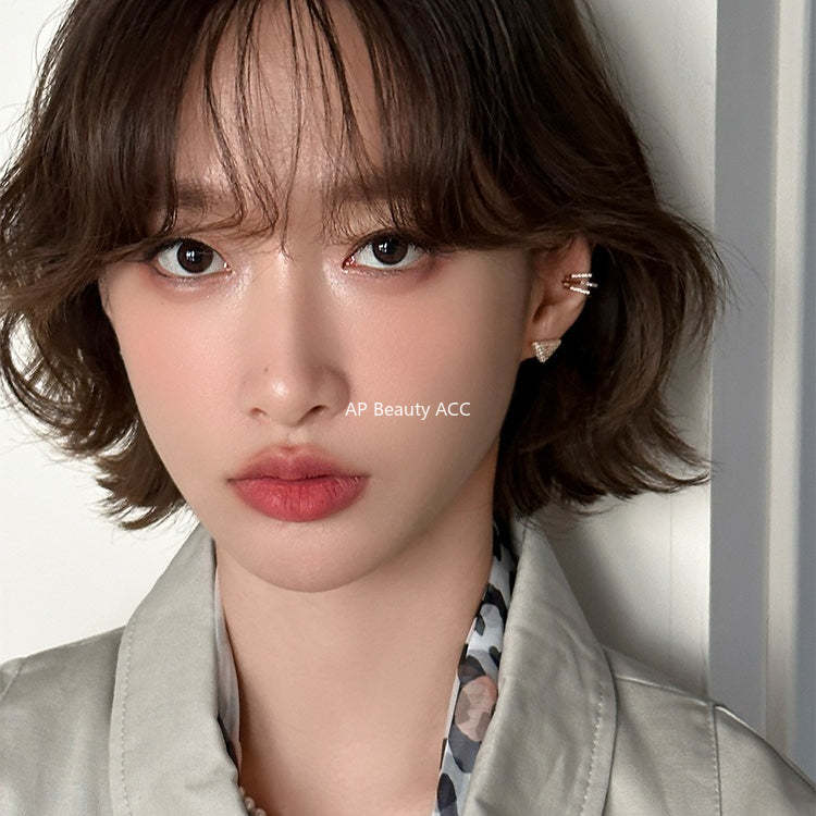 C廠-立體滿鋯石三角形氣質絕美耳釘女輕奢高級感精緻耳環時尚優雅耳飾「EH-4321」25.12-3