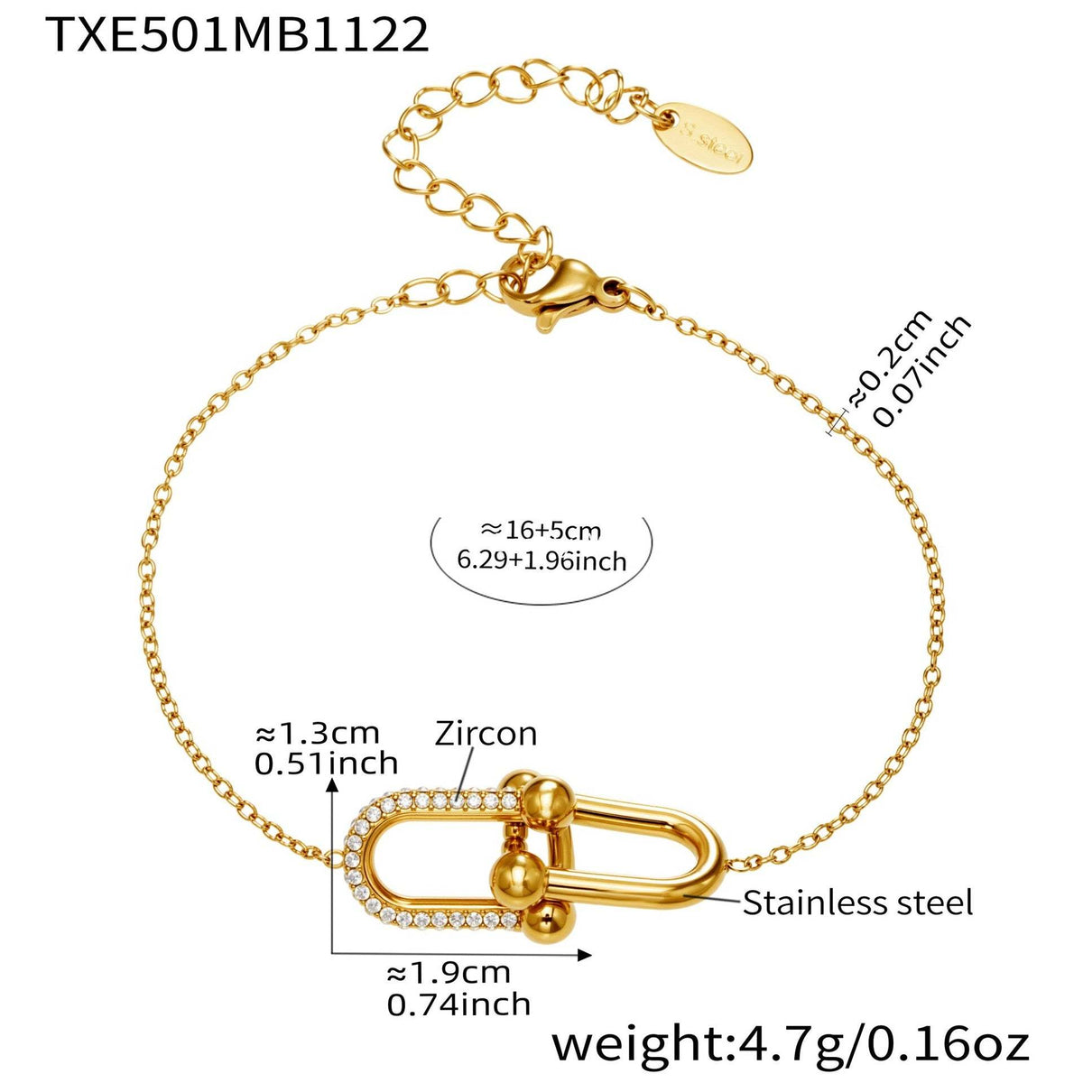 B廠-不鏽鋼馬蹄扣帶鑽飾品耳環戒指手鍊項鍊首飾套裝鍍18k真金不掉色「TXP501」25.11-4