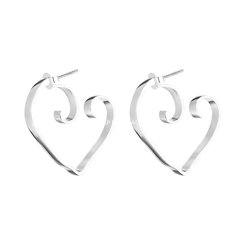 C廠-法式復古簡約愛心耳釘女小眾設計感百搭高級銀針耳環甜美秋冬耳圈「EH-4304」25.11-4