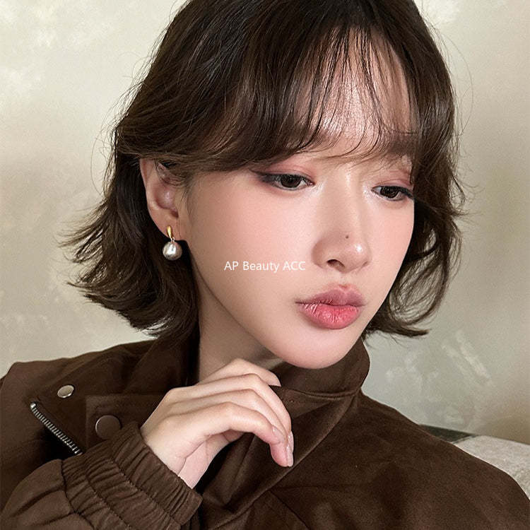 C廠-小眾設計拉絲金屬球耳釘女冷淡風個性925銀針高級感耳墜秋冬耳飾「EH-4287」25.11-4