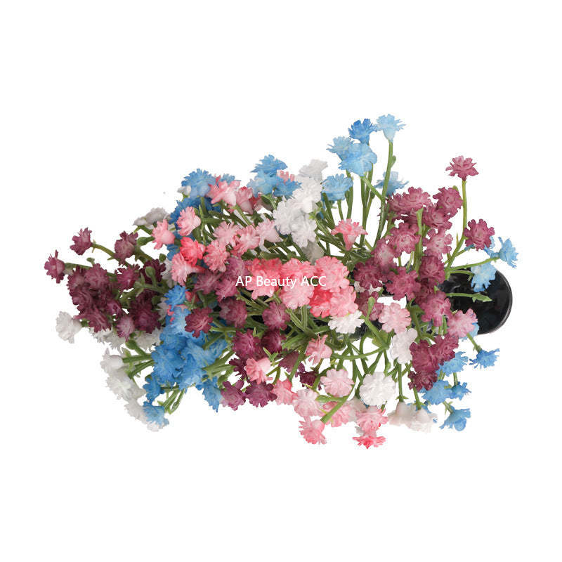 E廠-劉亦菲同款滿天星花朵鴨嘴夾髮卡仿真花朵髮夾新娘氛圍感拍照髮飾「27642」25.11-1