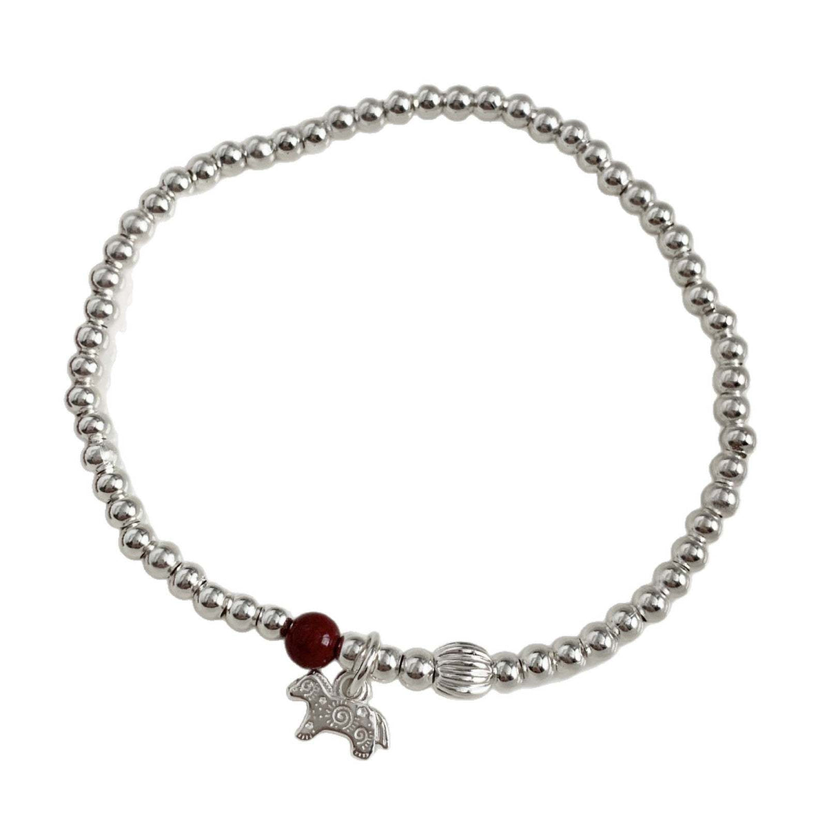 C廠-2026生肖馬年 小馬條紋銀珠朱砂紫金砂手工手串S925純銀手鍊「1640-1641」25.12-3