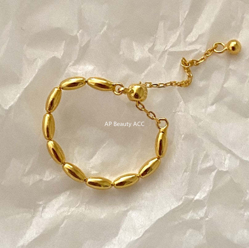 F廠-韓國韓版極簡925純銀 簡約ins潮人同款 橄欖珠戒指「J1621」25.12-1