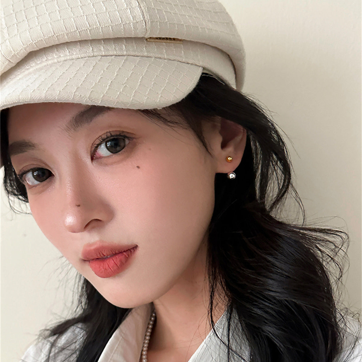 C廠-925銀針金銀撞色耳釘女小眾高級感氣質百搭耳環輕奢時尚休閒耳飾「EH-3634」25.08-3
