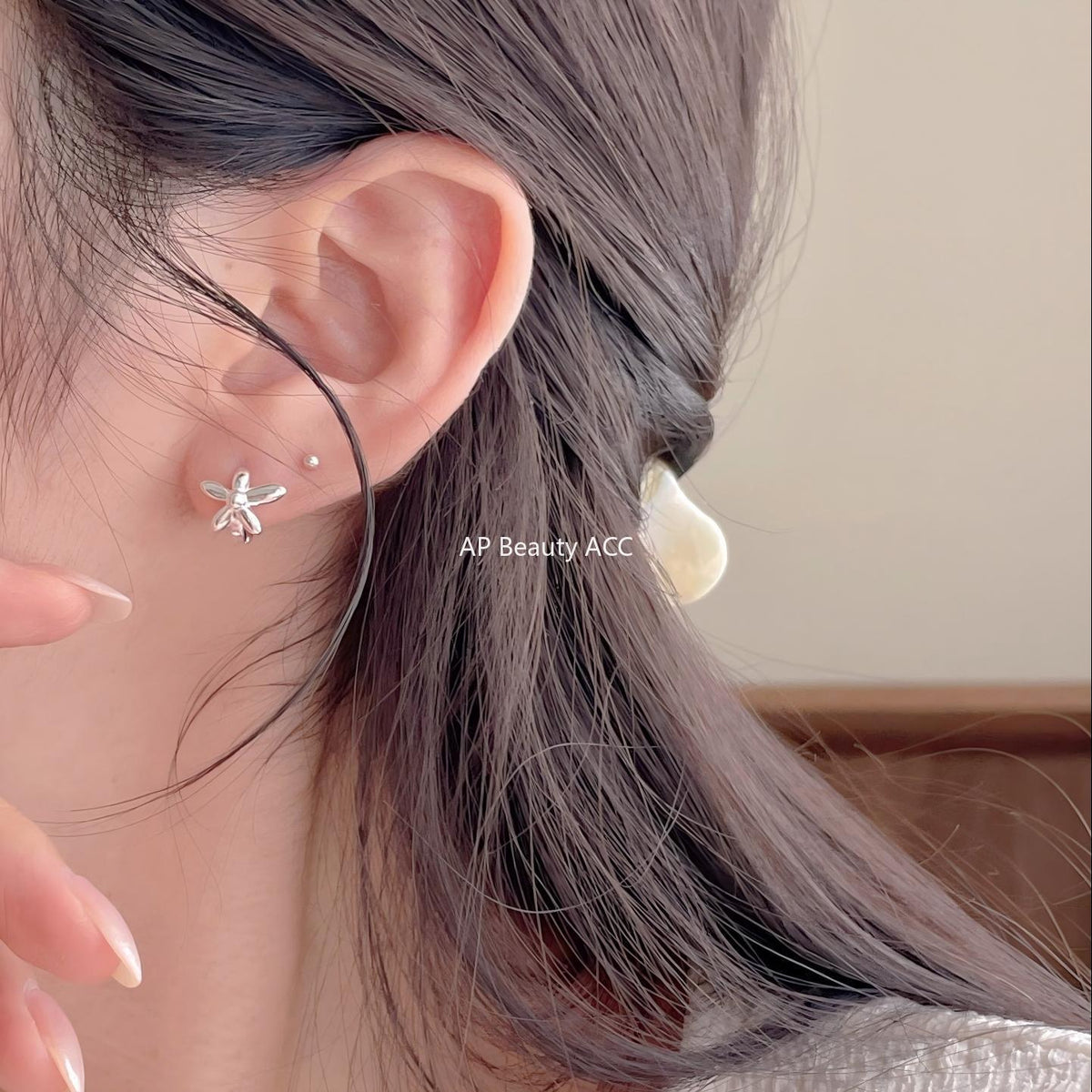 F廠-韓國韓版925純銀花朵耳扣耳環簡約氣質百搭ins風耳飾「C1413」25.11-3