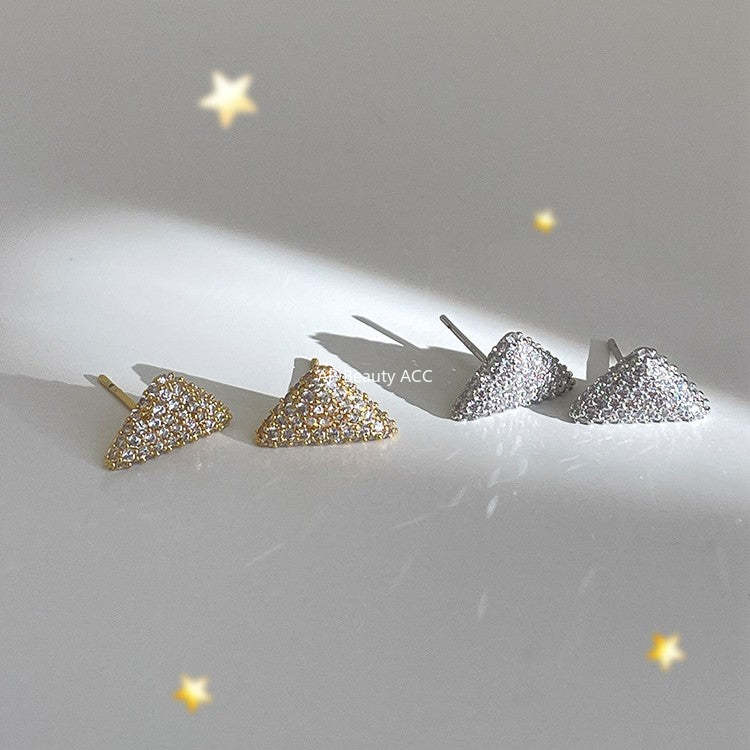 C廠-立體滿鋯石三角形氣質絕美耳釘女輕奢高級感精緻耳環時尚優雅耳飾「EH-4321」25.12-3