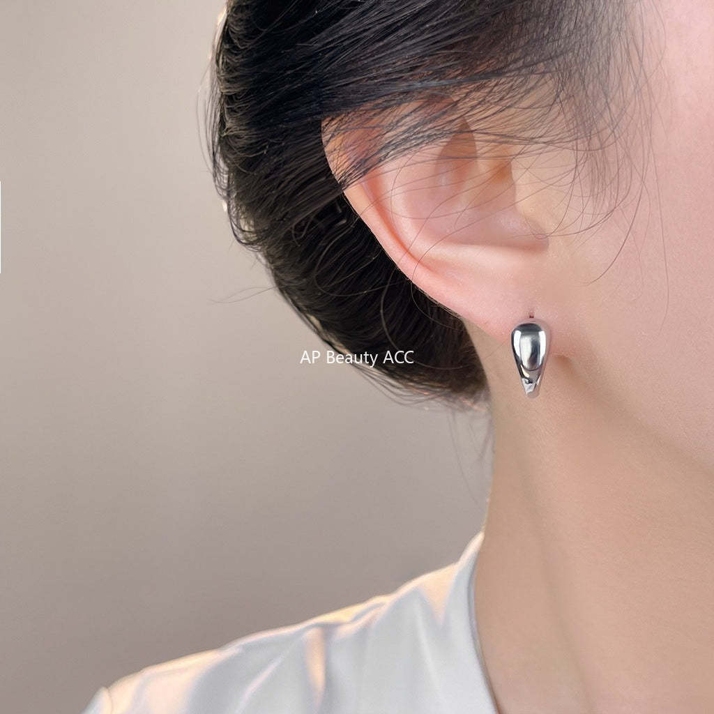 A廠-時尚高級感光面幾何圓形耳圈通勤百搭個性冷淡風新款耳飾工廠耳環「7118」25.12-1