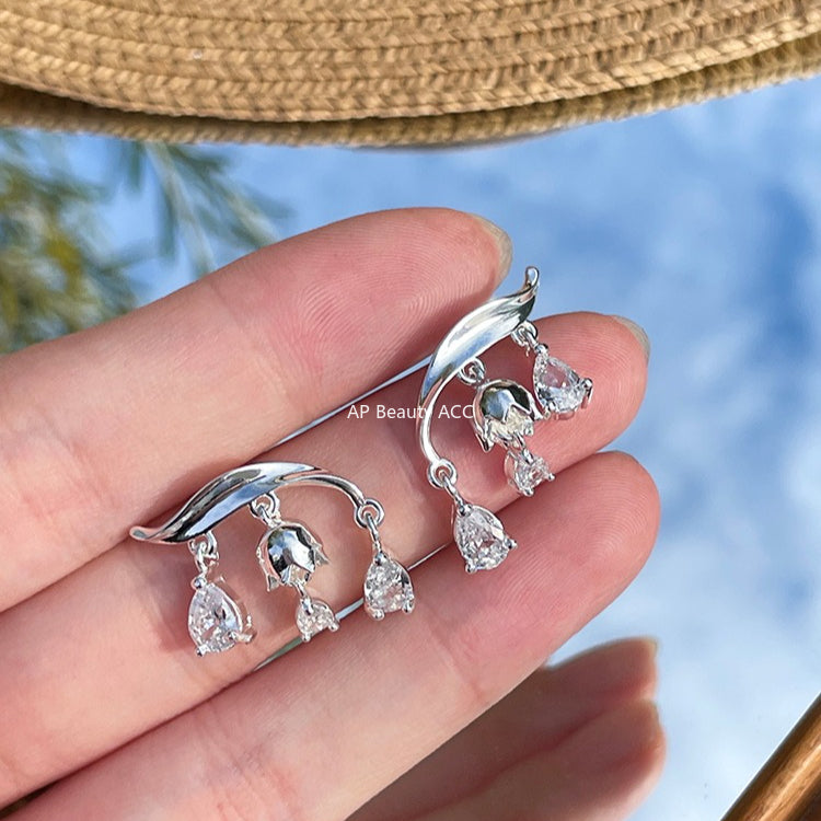 C廠-森系小香風鈴蘭花耳釘女精緻小清新氣質高級清冷感耳環冷淡風耳飾「EH-4123」25.11-2