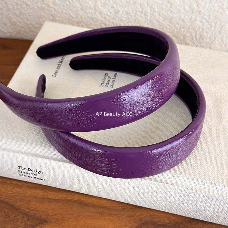 E廠-復古高級感茄紫色貴氣壓髮箍優雅精緻加厚漆皮紋亮面頭箍髮卡髮飾「27812」25.12-3