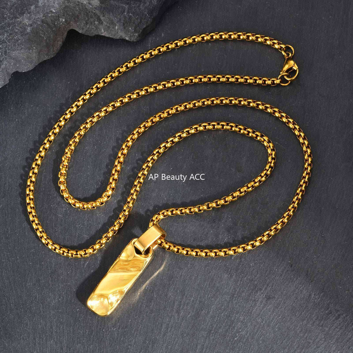 G廠-不鏽鋼立體長方條小眾設計感幾何吊墜男女首飾「PN-2272」25.12-2