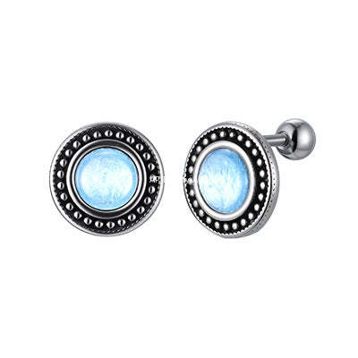 G廠-不鏽鋼日系復古男士潮流時尚新款樹脂耳釘鋼色「ES-768」25.12-2