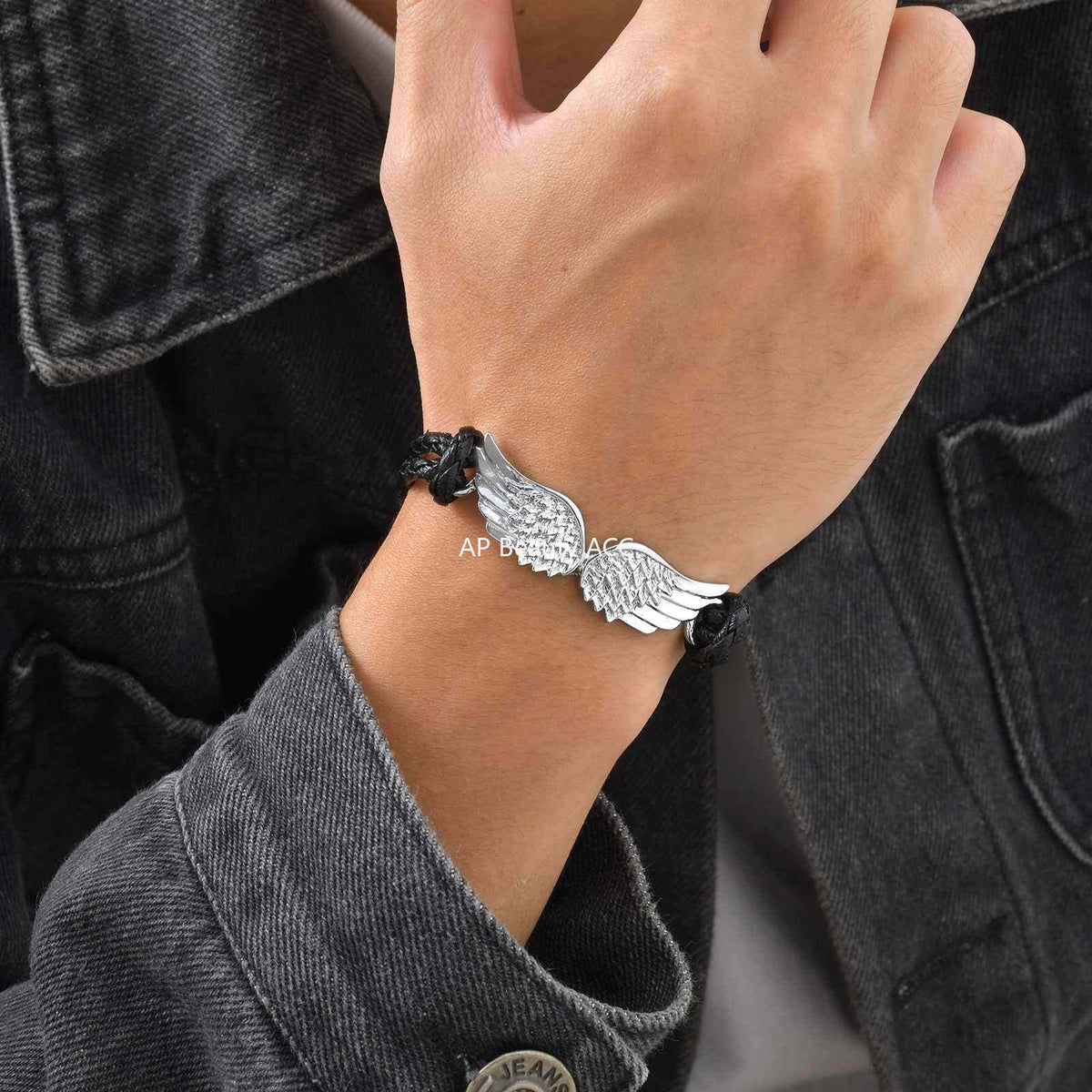 G廠-男士酷颯個性手鍊皮繩合金配件三層黑PU皮手鐲鋼色「BL-823S」25.12-3