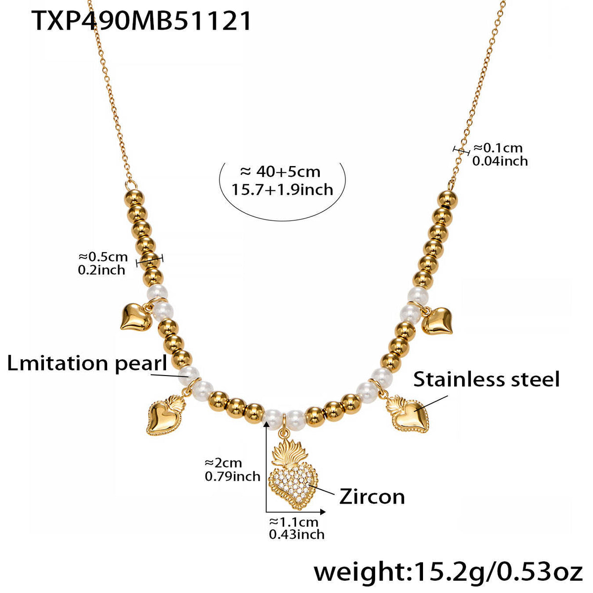 B廠-5A鋯石愛心皇冠吊墜項鍊耳環手鍊戒指套裝不鏽鋼鍍18k真金「TXP490」25.11-4