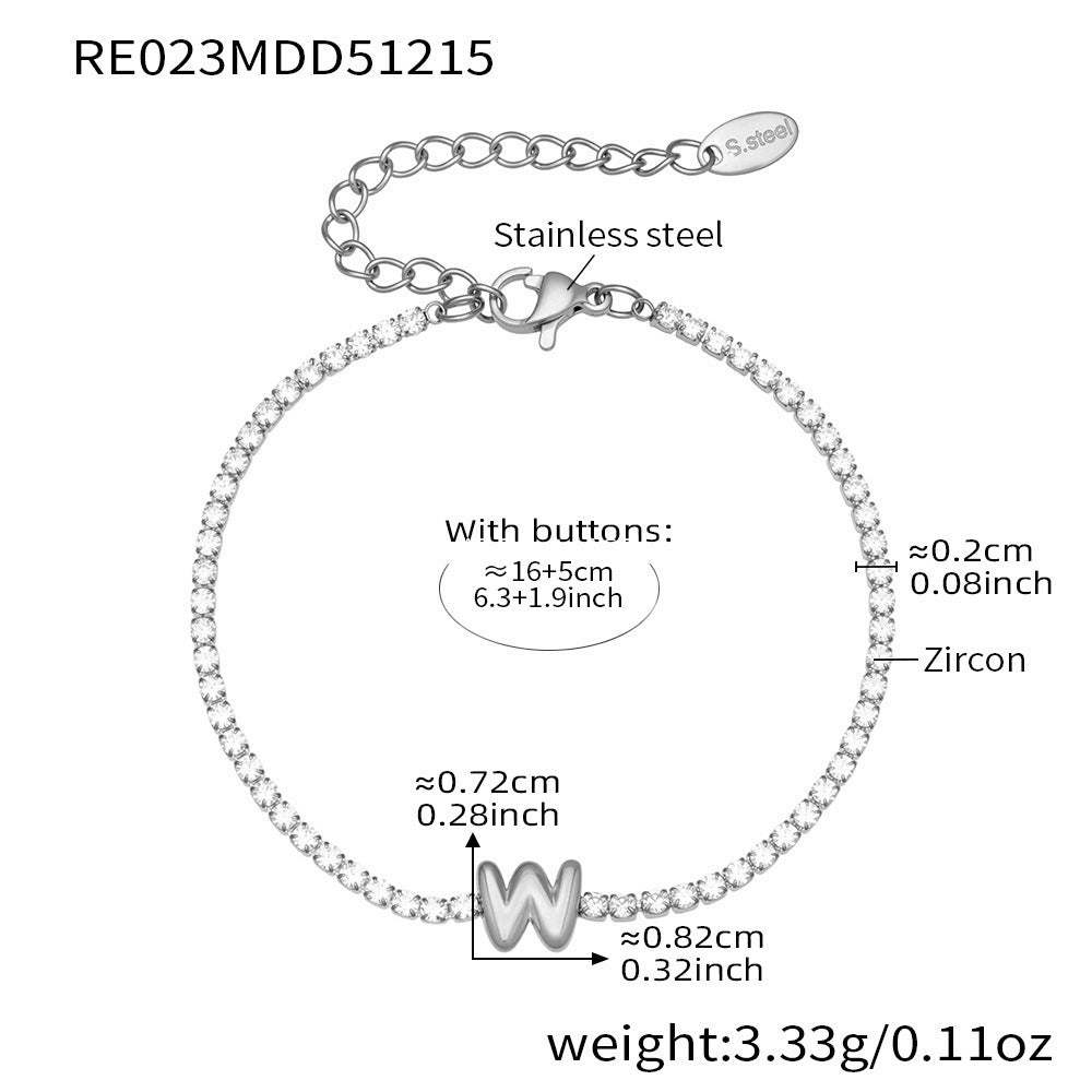 B廠-爆閃爪鑲鋯石26字母手鍊 不鏽鋼鍍18k真金時尚精緻氣質珠寶首飾女「RE023」25.12-3