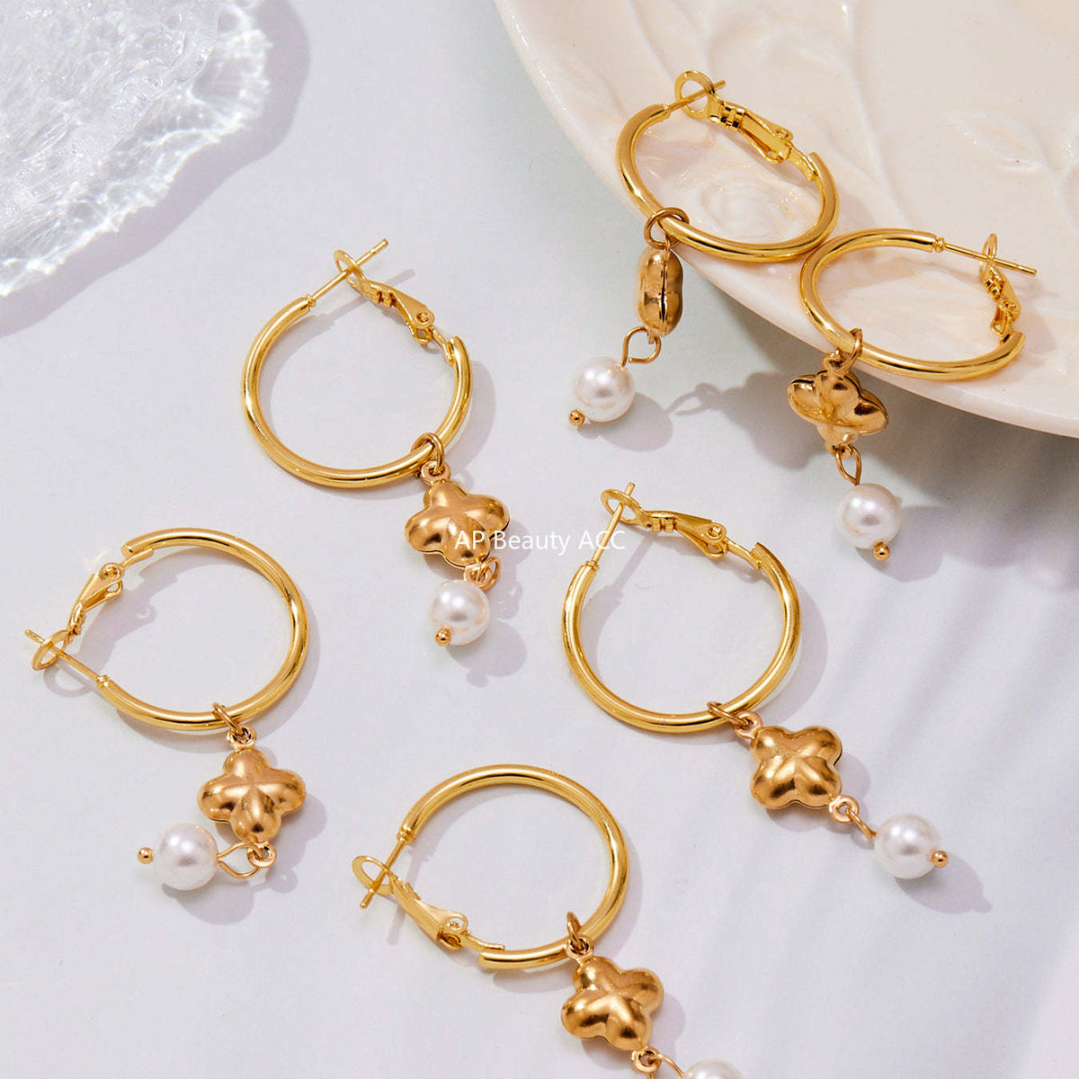 B廠-銅材質仿珍珠吊墜耳環歐美新款INS小眾設計百搭耳飾不掉色「F610」25.10-5