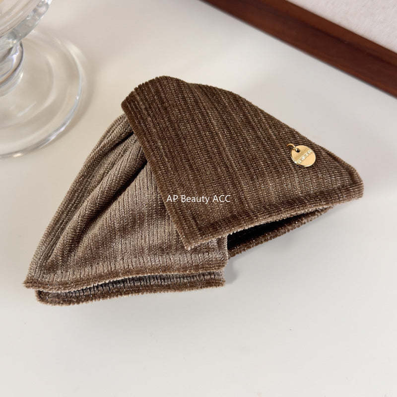 E廠-秋冬復古絨布三角抓夾輕奢純色布藝纏繞香蕉夾高級感扎馬尾竪夾「27720」25.11-4