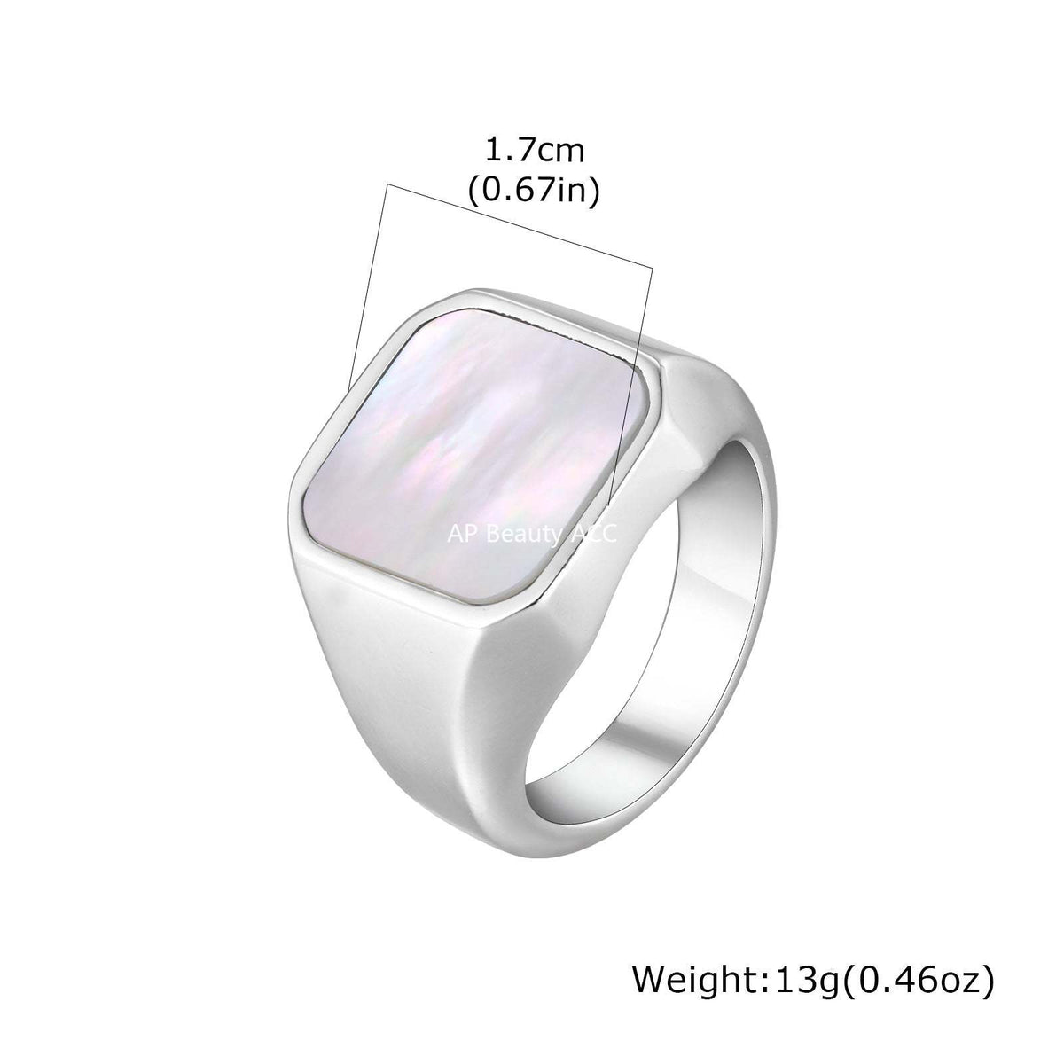 G廠-新款歐美ins風簡約不鏽鋼鮑魚貝白貝鑄造ins 風戒指「RC-207」25.12-3