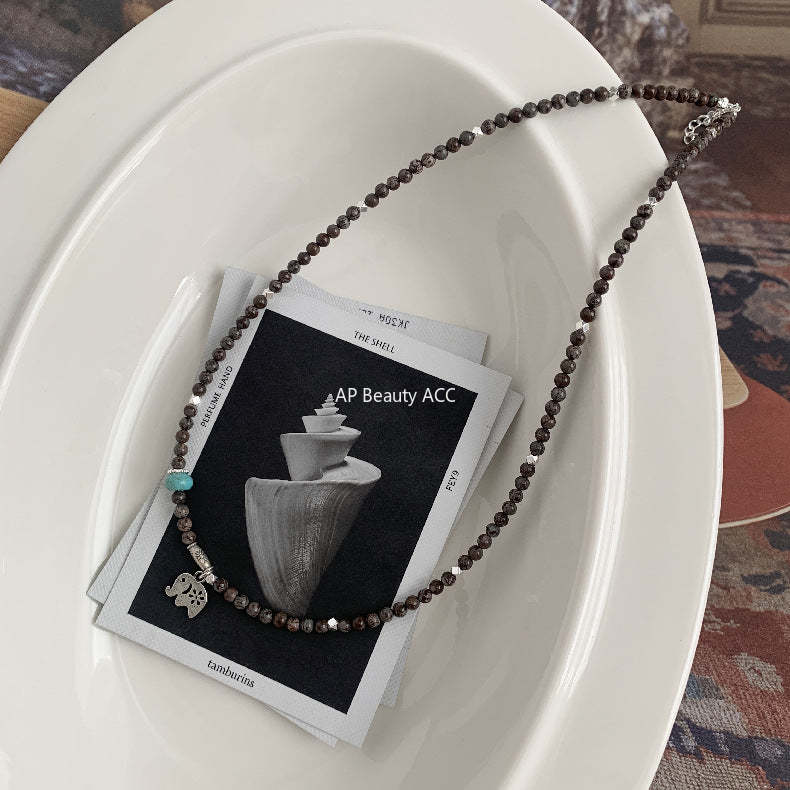 C廠-泰國清邁手工銀森系大象小象復古泰銀雪花石S925純銀項鍊銀手鍊「1528」25.11-3