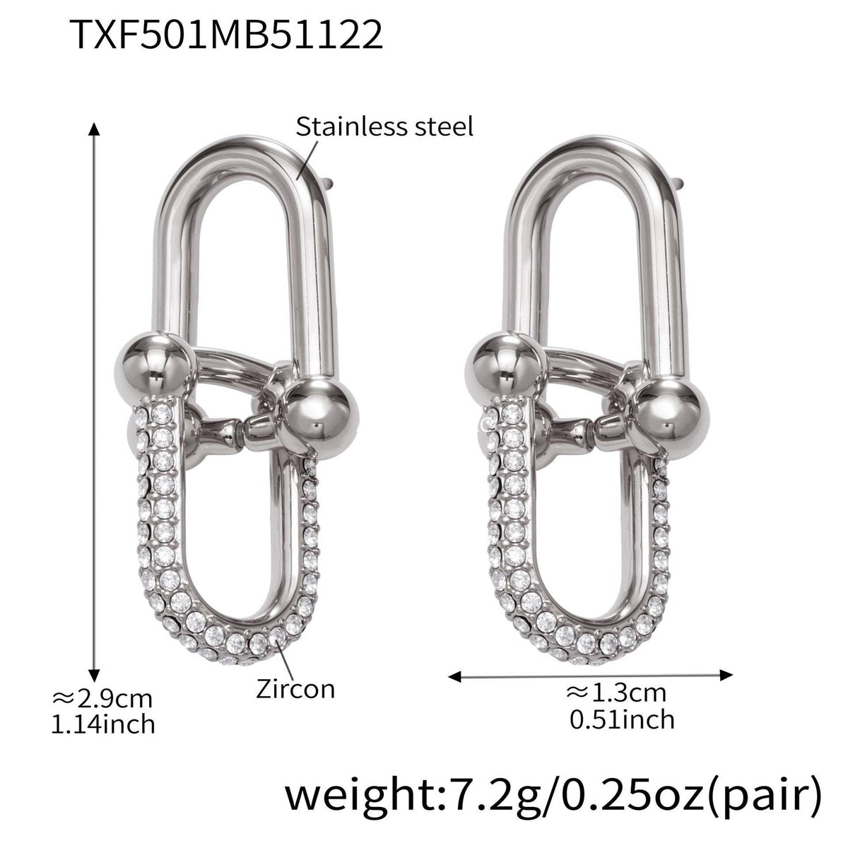 B廠-不鏽鋼馬蹄扣帶鑽飾品耳環戒指手鍊項鍊首飾套裝鍍18k真金不掉色「TXP501」25.11-4