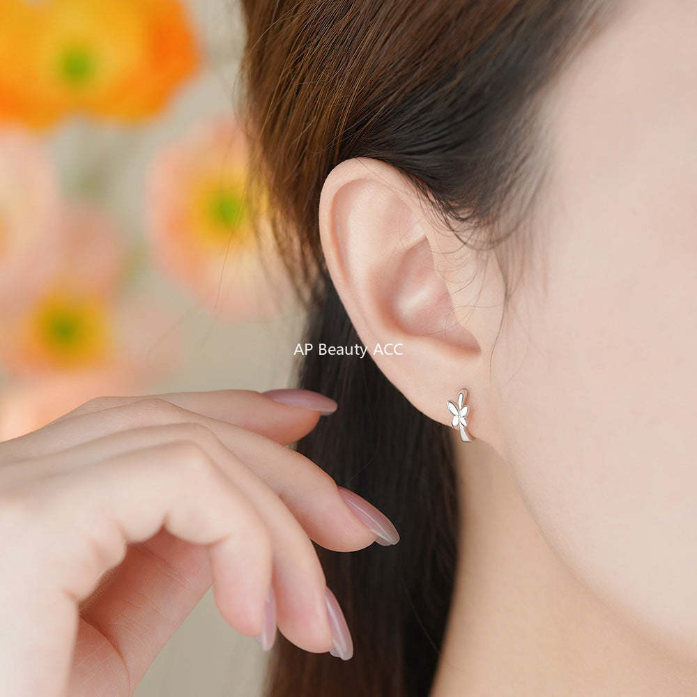 D廠-純銀S925甜美蝴蝶耳扣女時尚精緻百搭設計高級感優雅森系耳飾「YC9500E」25.12-3