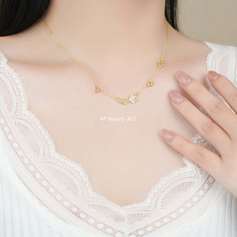 D廠-S999足銀福牌錦鯉項鍊女中式復古輕奢精緻高級頸飾「YC3904N_1」25.11-4