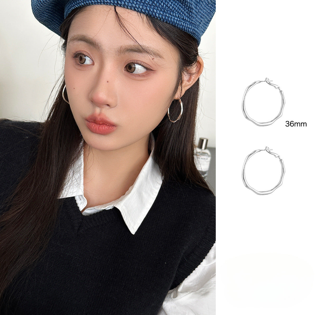 C廠-925銀針誇張大氣圓圈耳環女2025年新款潮歐美風氣質耳圈時尚耳飾「EH-3505」25.05-2