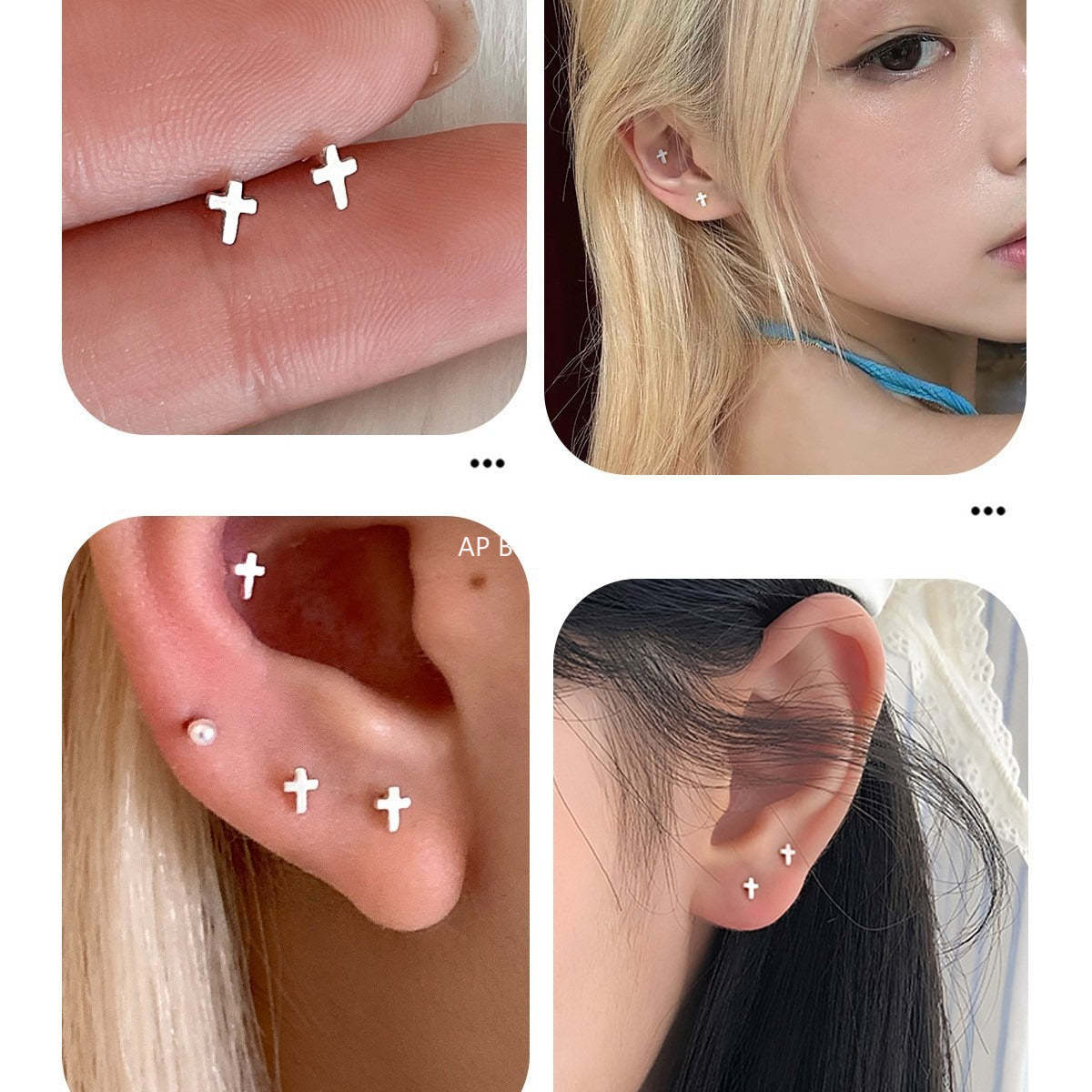 C廠-S99純銀十字架耳釘女韓版小眾高級感養耳耳骨釘極簡日常百搭耳飾「EH-4269」25.11-3