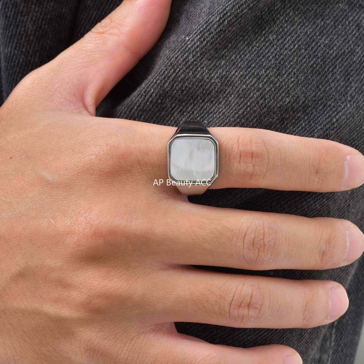 G廠-新款歐美ins風簡約不鏽鋼鮑魚貝白貝鑄造ins 風戒指「RC-207」25.12-3