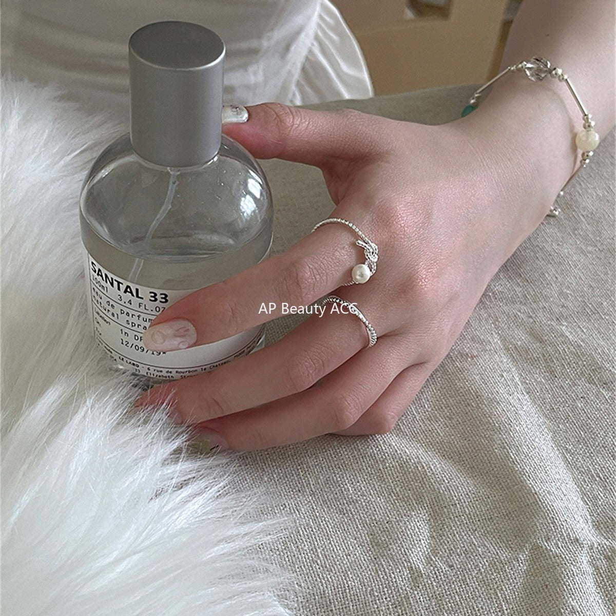 C廠-甜美珍珠戒指女極簡冷淡風氣質優雅925純銀交叉開口指環百搭指戒「JZ-0702」25.11-1