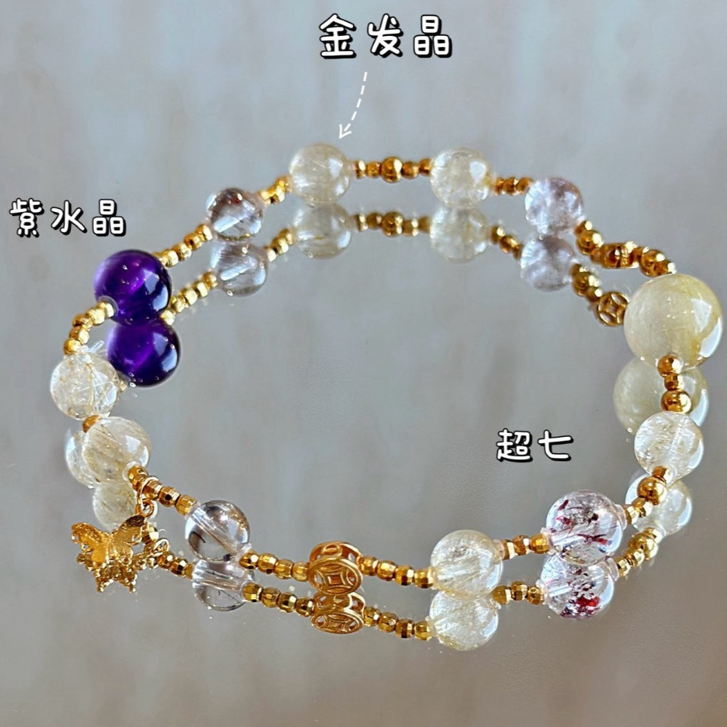 AS廠-天然紫水晶金髮晶超七s925銀暴富手鍊手串廠家直營批發「2880」25.09-4