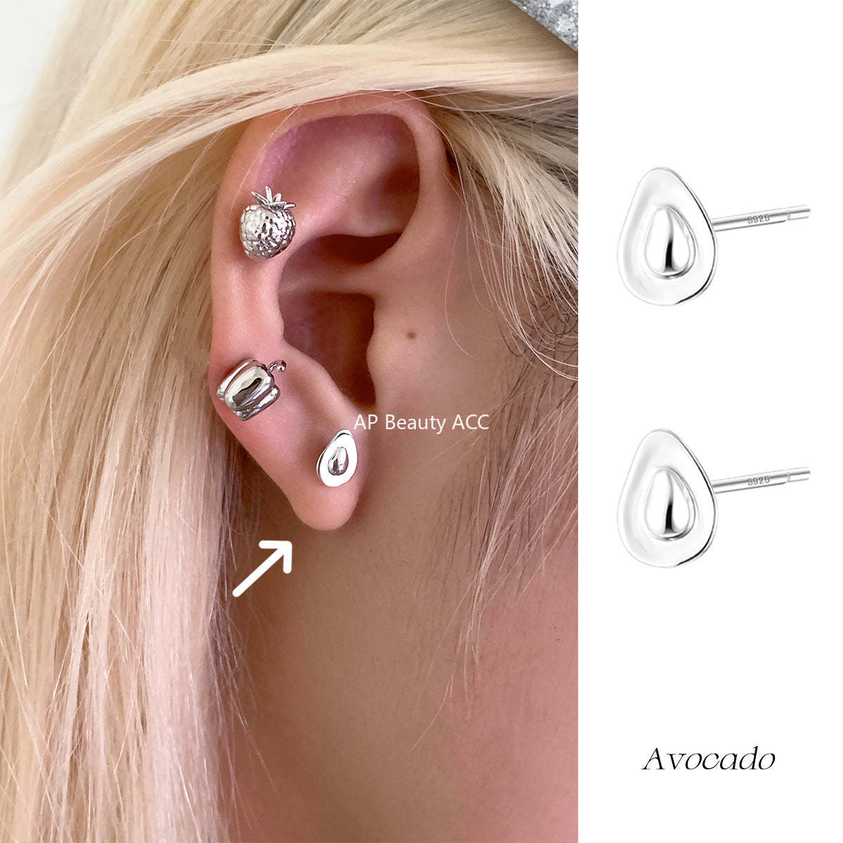 C廠-925銀針蔬菜茄子耳釘女森系小清新獨特牛油果耳環輕奢高級感耳飾「EH-4260」25.11-3