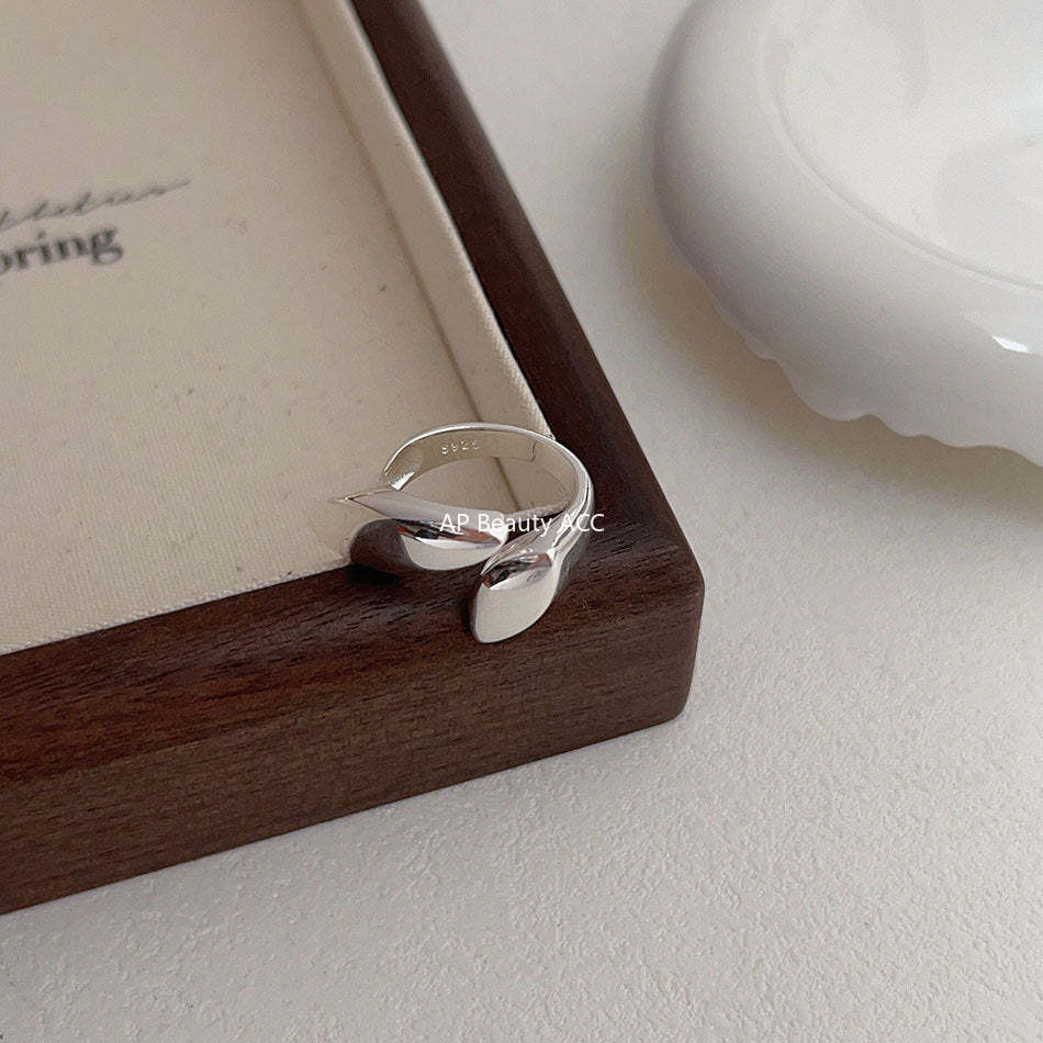F廠-韓國韓版S925純銀組合幾何面 光面簡約戒指開口指環「J343」25.10-5