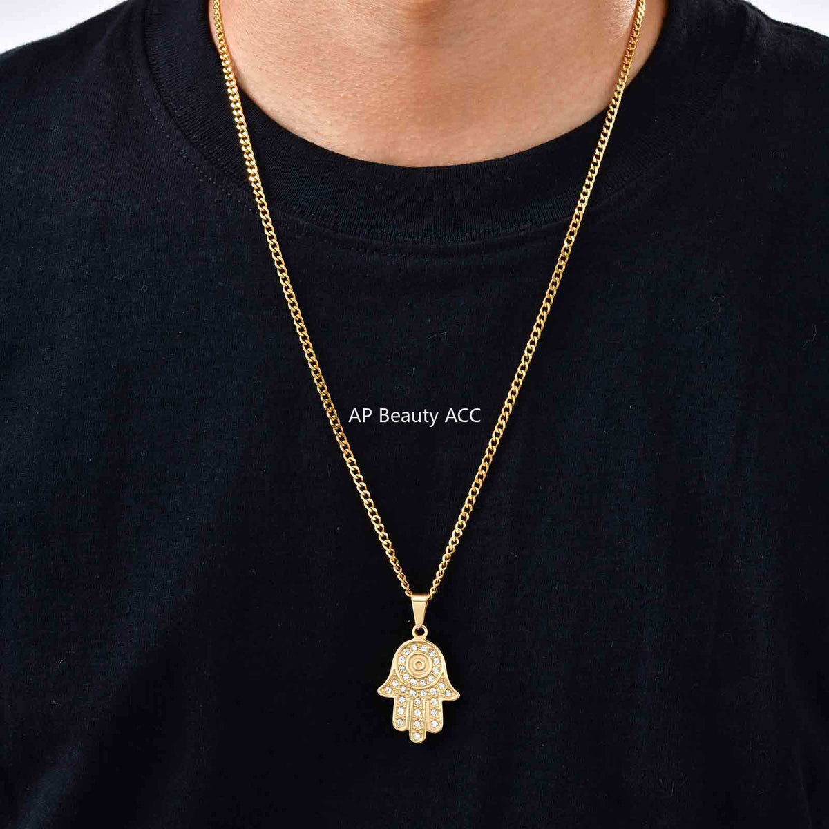 G廠-不鏽鋼個性化符號法蒂瑪之手鋯石日常百搭吊墜「PN-2264」25.11-2