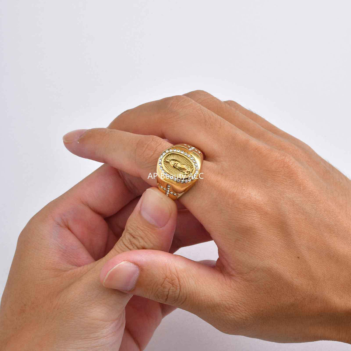 G廠-跨境歐美熱銷嘻哈HIPHOP復古瑪利亞指環 時尚鋯石男士鈦鋼「RC-959」25.11-1