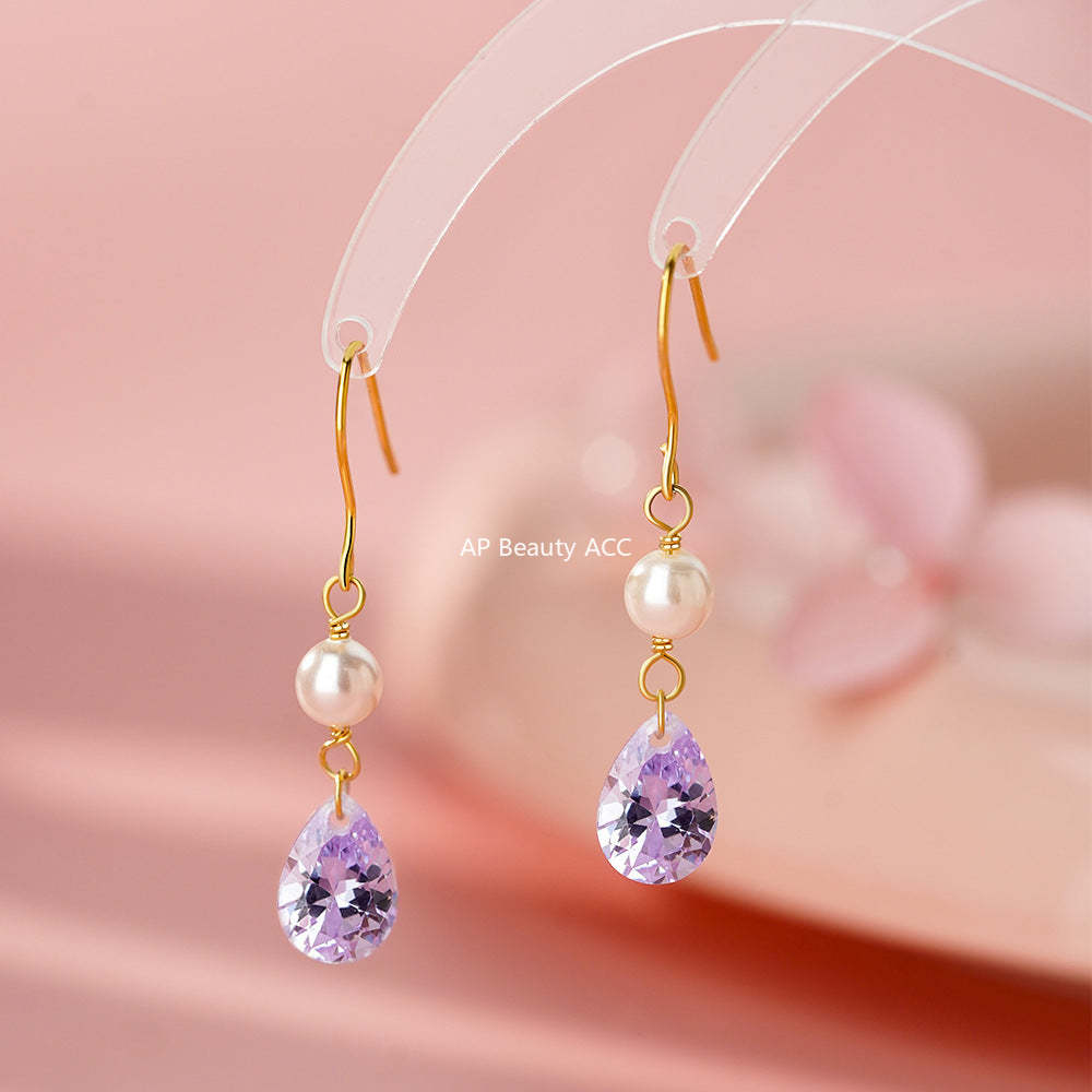 D廠-純銀S925鋯石珍珠耳鉤輕奢耳墜法式優雅貴女氣質復古精緻耳環「YC9337E_1」25.12-1