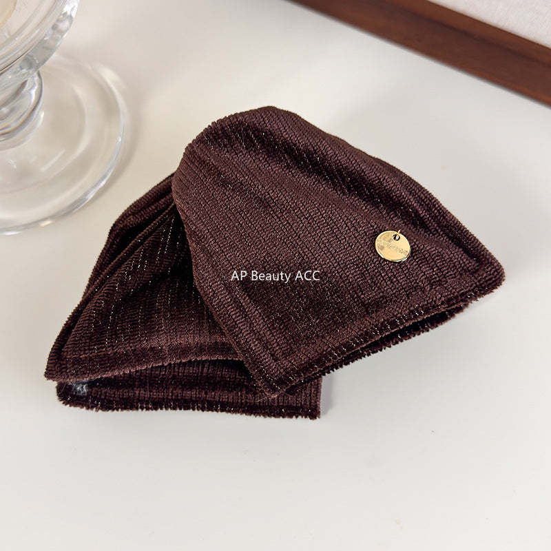 E廠-秋冬復古絨布三角抓夾輕奢純色布藝纏繞香蕉夾高級感扎馬尾竪夾「27720」25.11-4