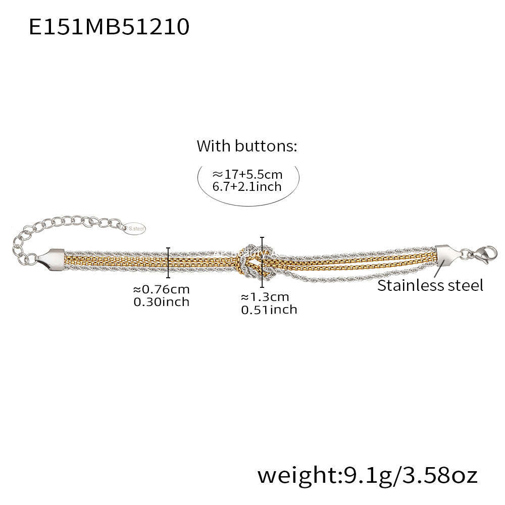 B廠-不鏽鋼打結鏈手鍊個性間電鍍18k真金INS小眾設計時尚百搭歐美手飾「E151」25.12-3