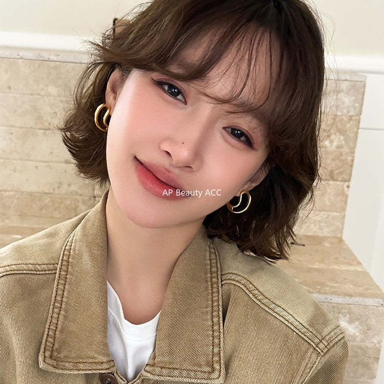 C廠-幾何C形銀針耳釘女時尚設計感高級秋冬耳環日韓時尚個性氣質耳飾「EH-4274」25.11-4