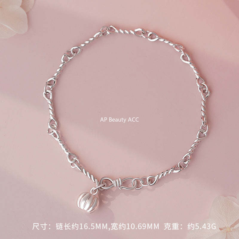 D廠-S999足銀輕奢南瓜手鍊女可愛童趣搞怪韓版甜美小眾精緻手鍊「YC4779SL_1」25.10-5
